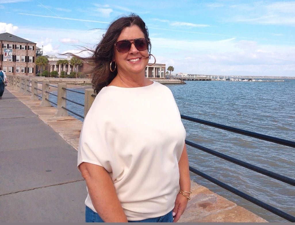 Short Sleeve Scuba Oversized Top - Stone - Simply Pink Boutique