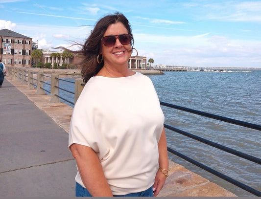 Short Sleeve Scuba Oversized Top - Stone - Simply Pink Boutique