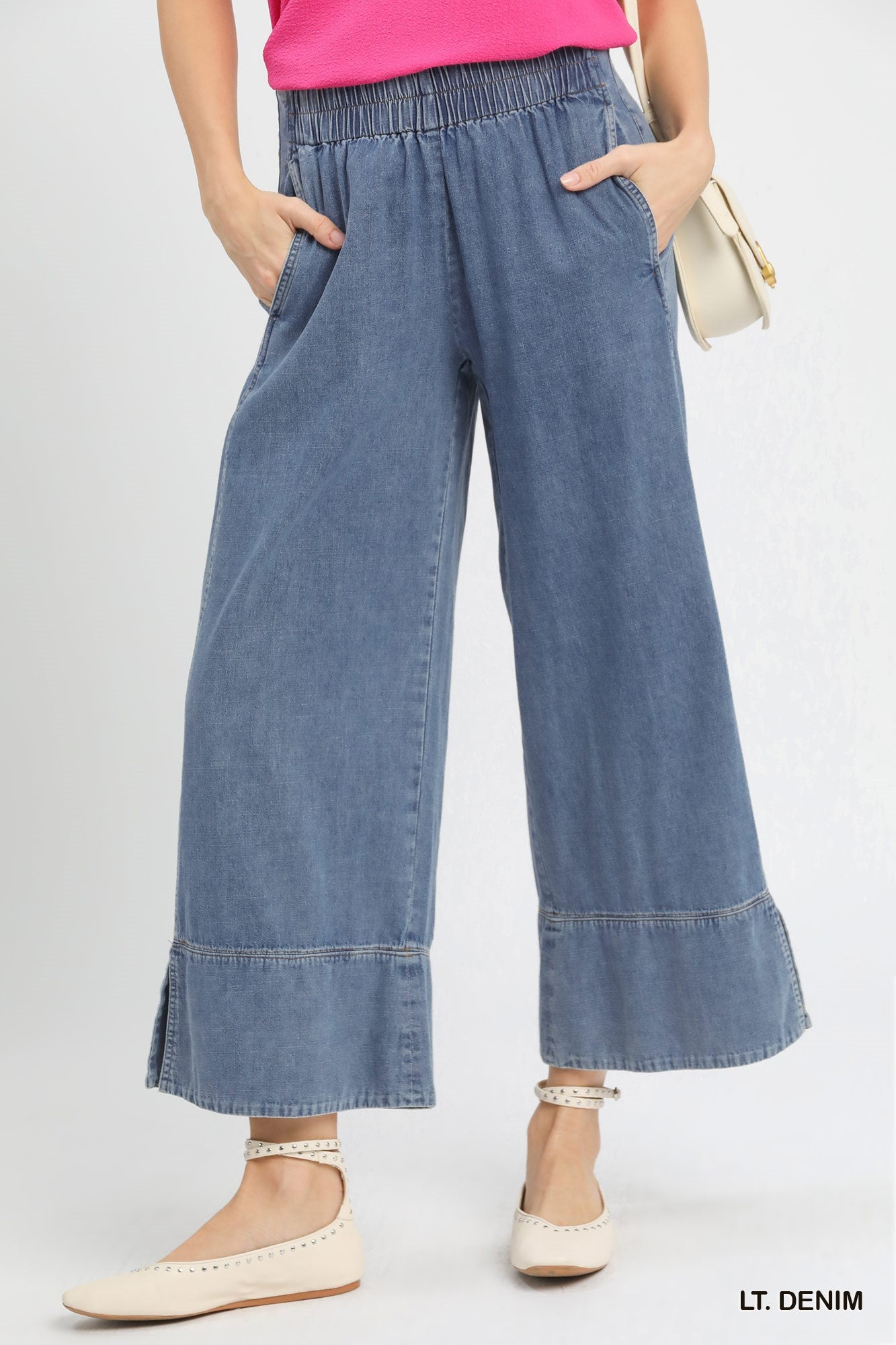 Stone Washed Light Denim Pants - Simply Pink Boutique