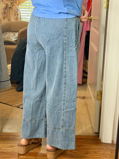 Stone Washed Light Denim Pants - Simply Pink Boutique
