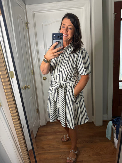 Striped Navy Mini Dress - Simply Pink Boutique