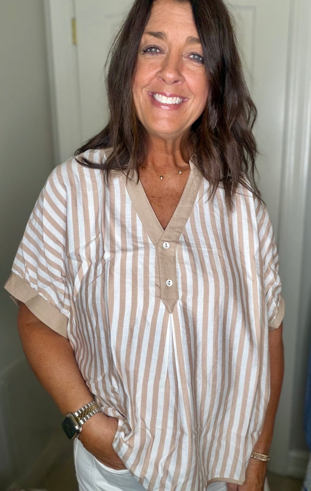 Striped Oversized Top - Simply Pink Boutique