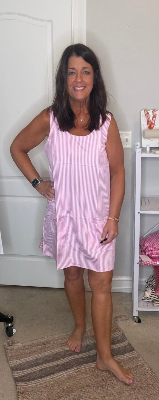 Summer Striped Pink Dress - Simply Pink Boutique