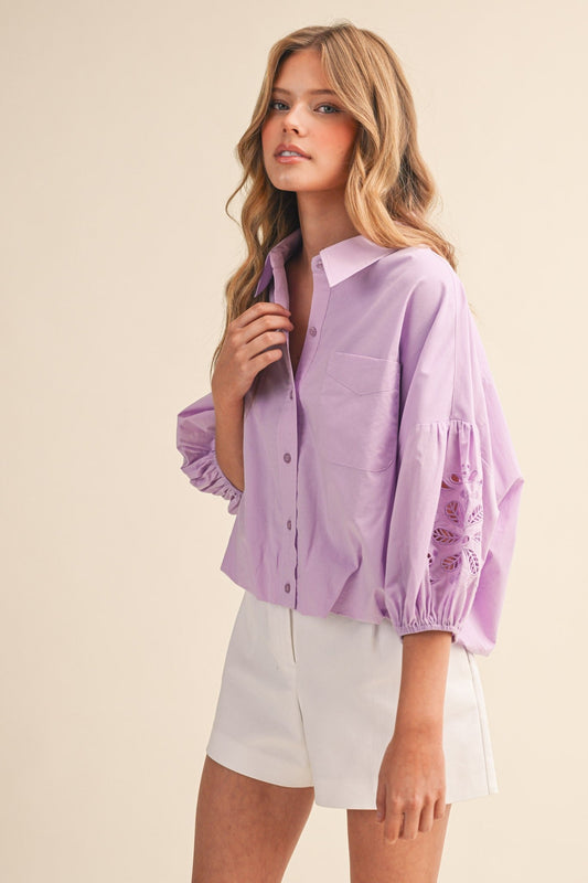 Sweet Lilac Bubble Sleeve Top - Simply Pink Boutique