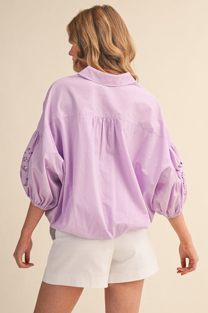 Sweet Lilac Bubble Sleeve Top - Simply Pink Boutique