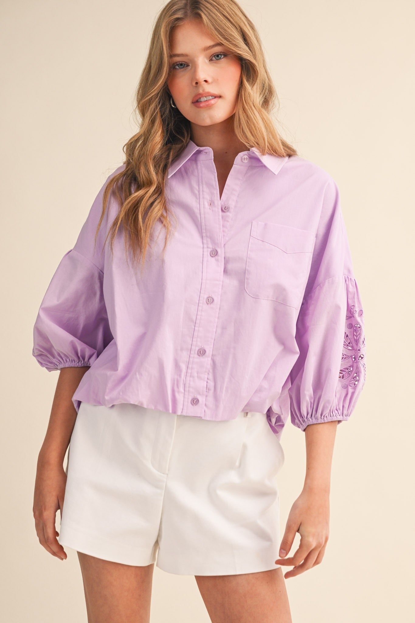 Sweet Lilac Bubble Sleeve Top - Simply Pink Boutique