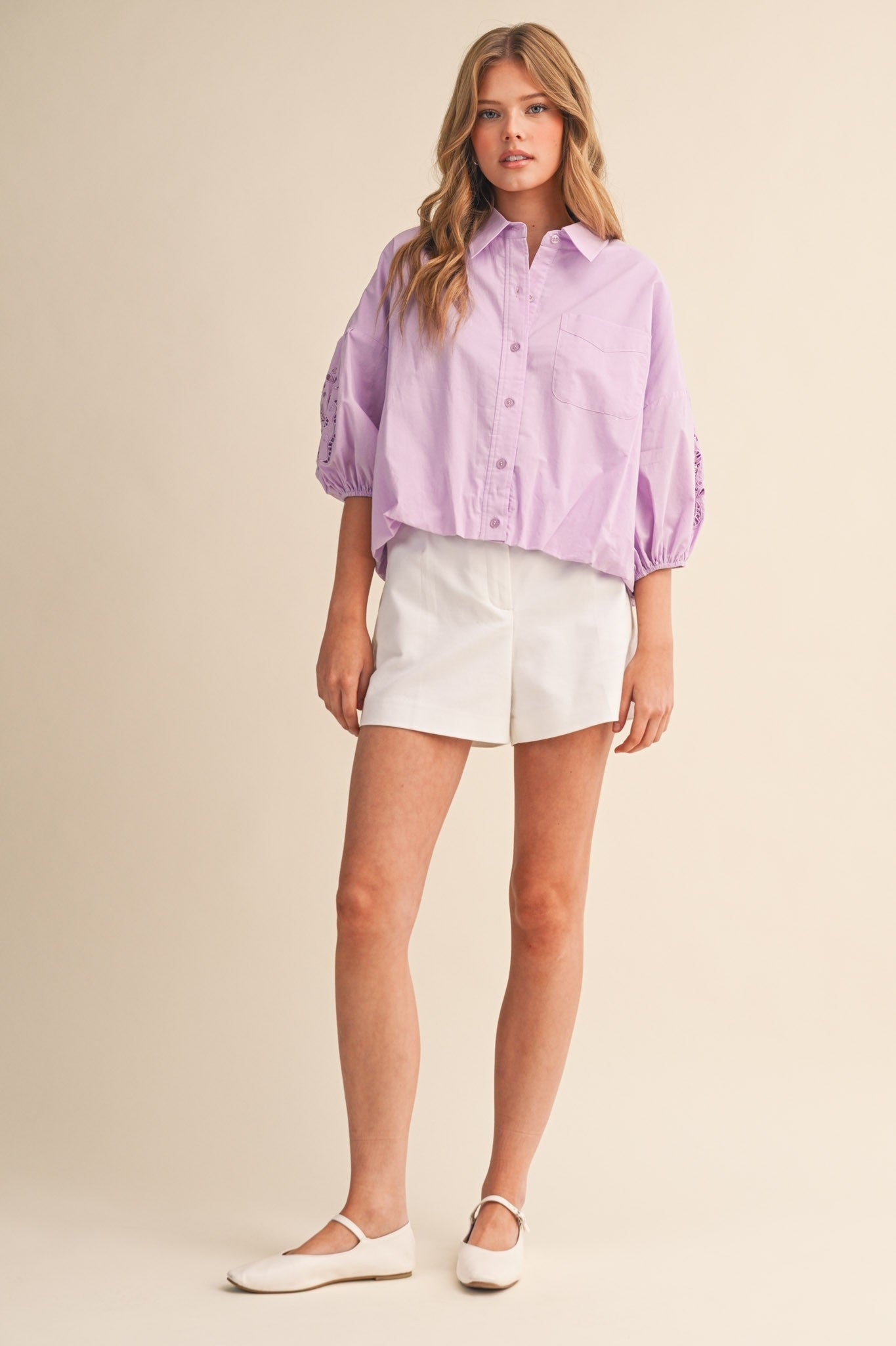 Sweet Lilac Bubble Sleeve Top - Simply Pink Boutique