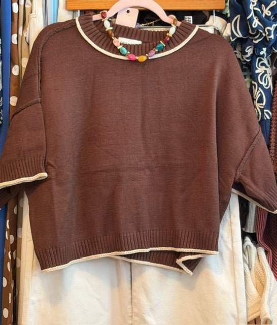 The Betsy Brown Sweater Top - Simply Pink Boutique