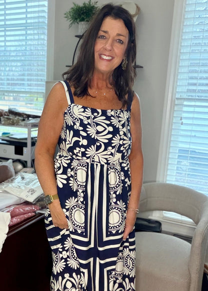 Two Tone Midi Dress - Navy - Simply Pink Boutique