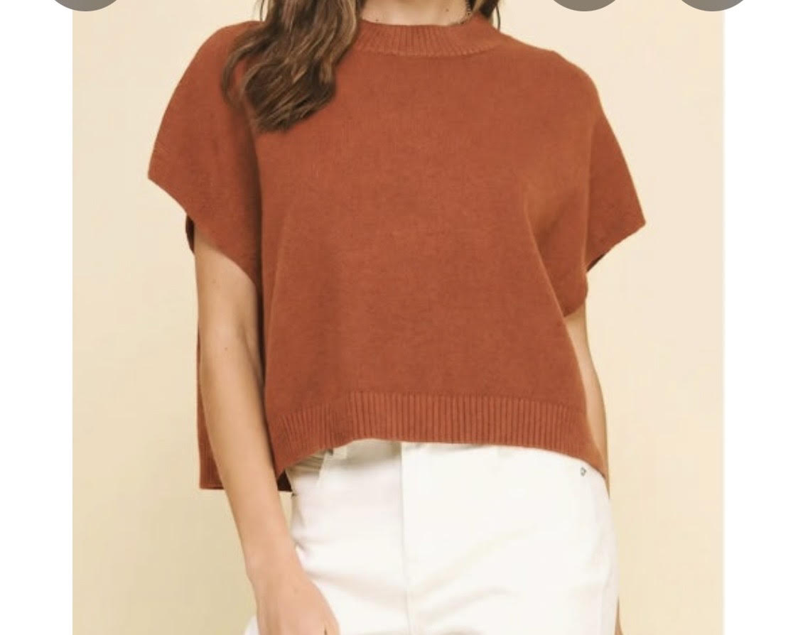 Rust Color Drop Shoulder Sweater Top