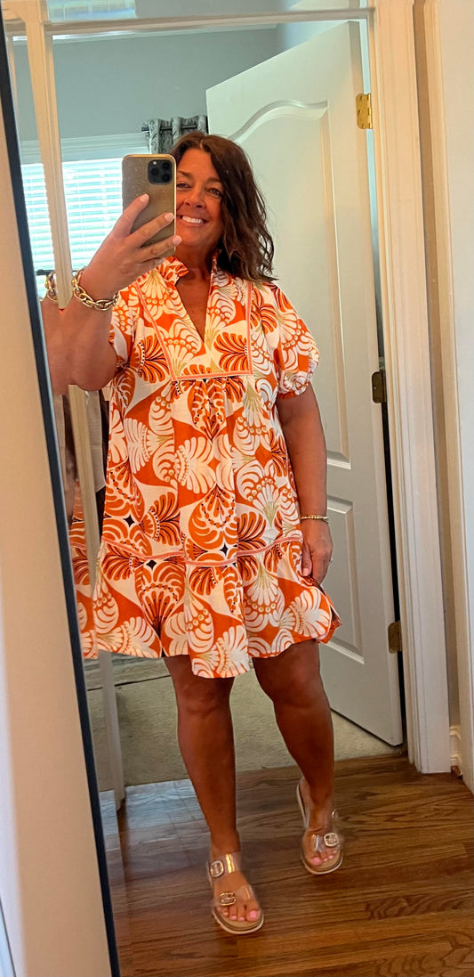 Orange Mix Mini Dress