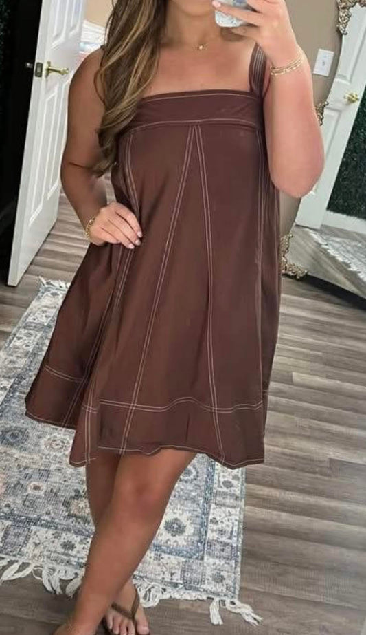 Brown Mini Pullover Dress