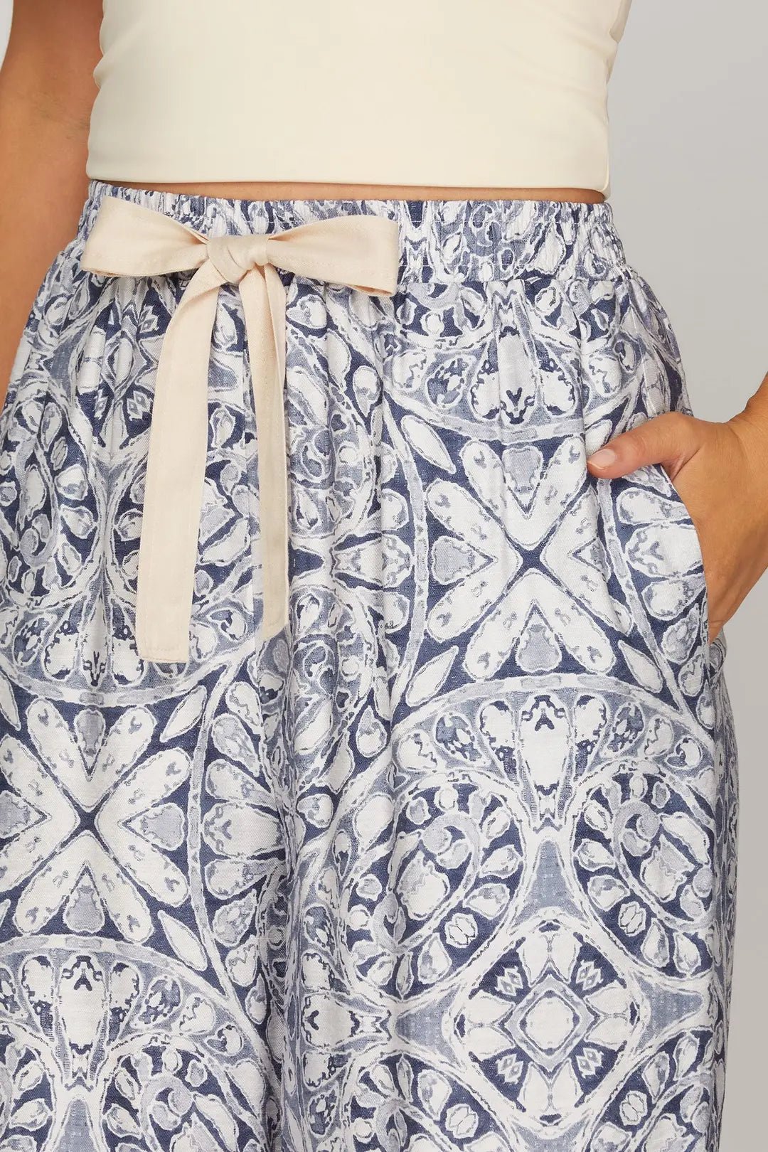 Wide Leg Woven Print Pants - Simply Pink Boutique